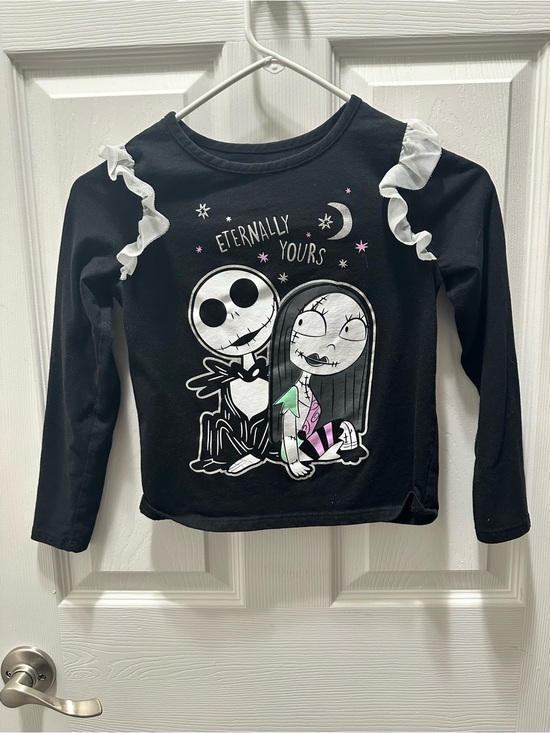 Disney Other - Disney Black 'Eternally Yours' Long Sleeve Top with White Ruffle Shoulders